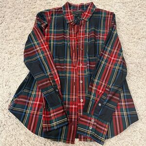JCrew ladies Red & Navy Plaid Button-Down Shirt - Classic Casual
